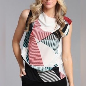 Derek Lam Sleeveless Geometric Print Silk Top